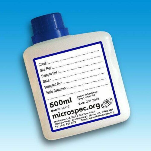 Water Sampling Bottle 500ml Sterile dosed Sodium Thiosulphate 18mg l  84
